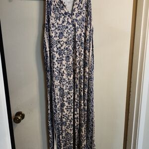 J. Jill Navy and Cream Floral Maxi Dress